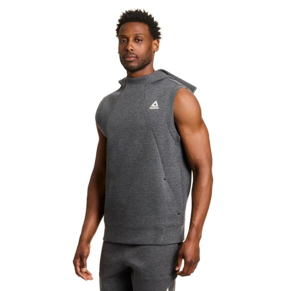 Reebok Men's and Big Men's Credentials Sleeveless Hoodie, Size L, Dark Gray - Picture 4 of 5